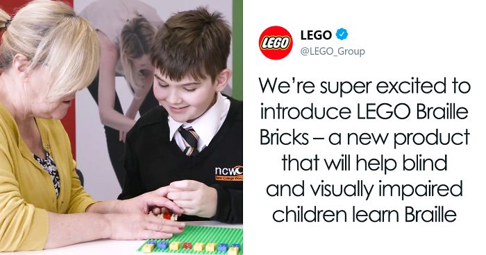 Il post con cui Lego Group ha annunciato il progetto per bambini con disabilità visiva