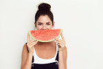 Grinning watermelon girl