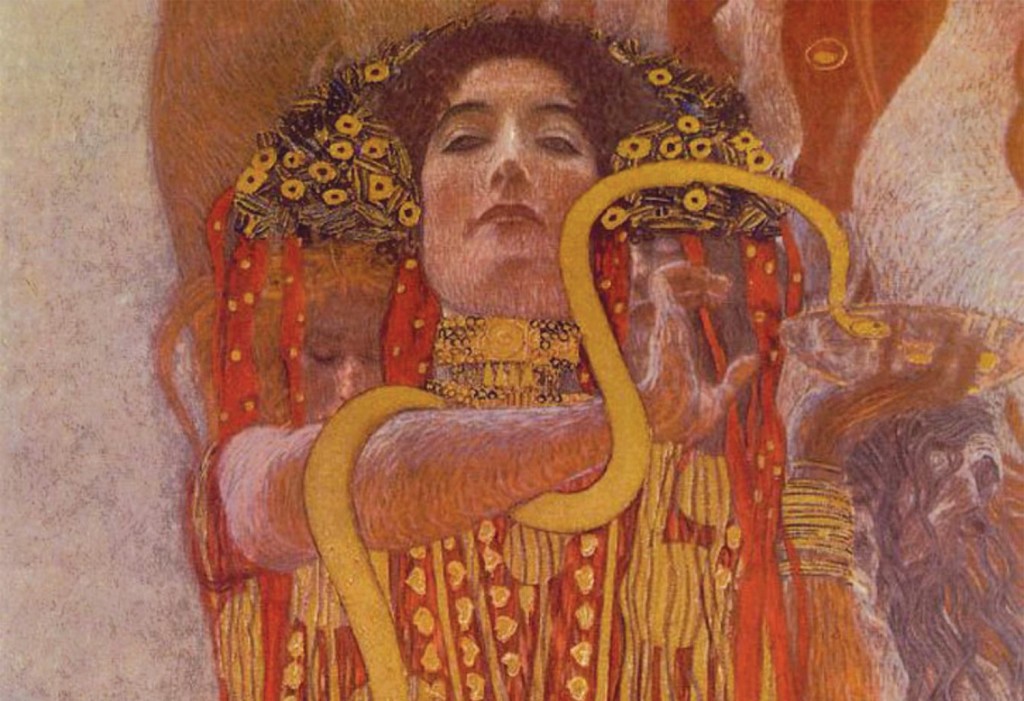 Igea, dea greca della Salute, raffigurata da Klimt nell’allegoria della Medicina